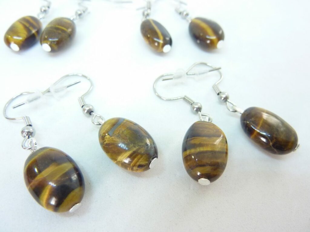 Boucles d’oreilles Oeil de tigre Ref 0606