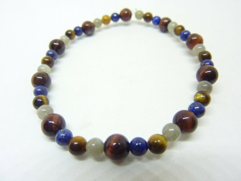  Bracelet Oeil de tigre-Taureau-Labradorite-Lapis lazuli Perles 6-4 mm