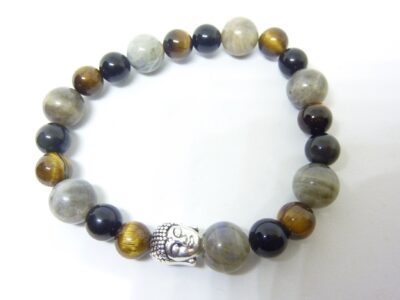 Bracelet protection Oeil de tigre-Obsidienne oeil céleste-Labradorite