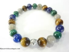 Bracelet Malachite-Lapis lazuli-oeil de tigre-Labradorite