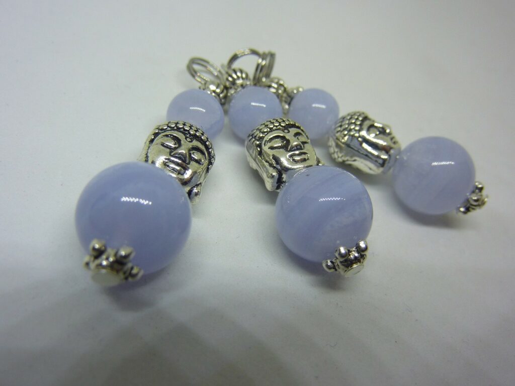 Pendentif Bouddha Zénitude calcédoine bleue