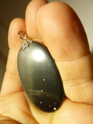 Pendentif protection Obsidiene oeil celeste ref 9485