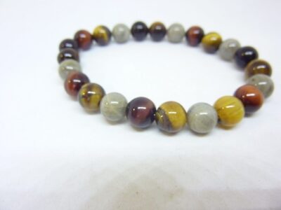 BRACELET OEIL DE TIGRE-TAUREAU-LABRADORITE PERLES 8 MM