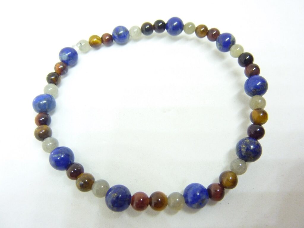 Bracelet protection oeil de tigre-taureau-Labradorite-Lapis lazuli perles 6-4 mm