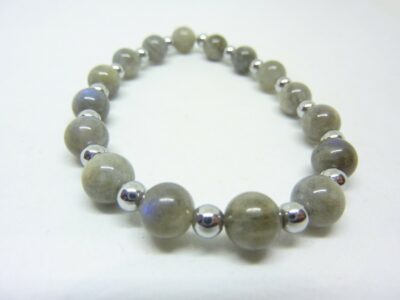 Bracelet Labradorite-Hématite-Perles rondes 8-4 mm
