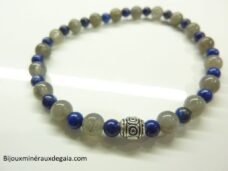 Bracelet Lapis lazuli-Labradorite - Perles rondes 6-4 mm