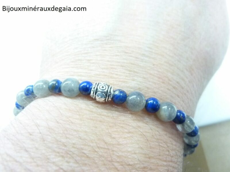 Bracelet Lapis lazuli-Labradorite - Perles rondes 6-4 mm