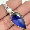 Pendentif protection labradorite et perle de culture monture argent 925 ref 5807