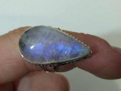 Bague pierre de lune monture en argent 925 taille 56 ref 4669