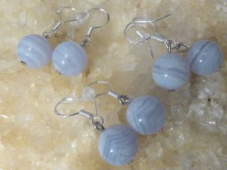Boucles d'oreilles en pierre naturelle en calcédoine bleue perles rondes 10mm