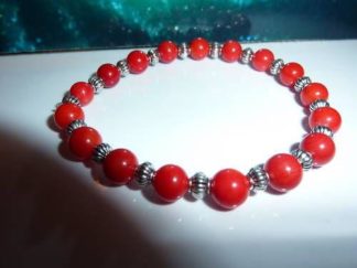 Bracelet corail rouge et perles plaqué argent