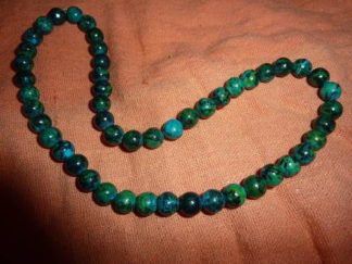 PENDENTIF CROIX ANGE EN AZURITE CHRYSOCOLLE PERLES 8MM