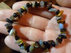 Bracelet protection extreme Oeil de tigre Labradorite tourmaline noire perles multiformes 6-10mm