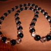 COLLIER TOURMALINE NOIRE&QUARTZ perles 8mm