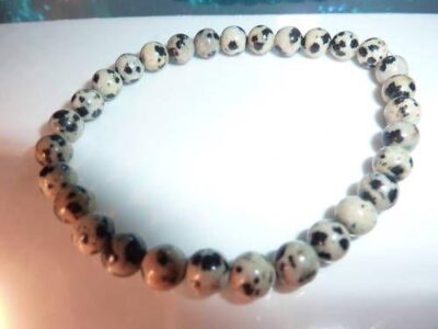 Bracelet en jaspe dalmatien perles rondes 6mm
