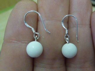 Boucles d'oreilles jade blanc perles rondes 8 mm