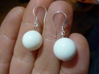 Boucles d'oreilles jade blanc - perles rondes 12 mm