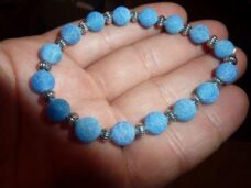 Bracelet Agate veine de dragon bleu - Perles rondes 7 mm