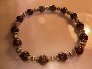 Bracelet grenat almandin perles rondes 6 mm et argent plaqué