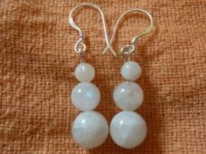 Boucles d'oreilles pierre de lune perles rondes 8-6-4mm