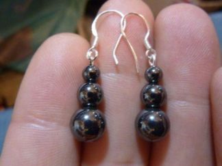 Boucles d'oreilles en hématite perles rondes 8-6-4mm