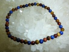 Bracelet protection Oeil de tigre Taureau Lapis lazuli perles rondes 4mm