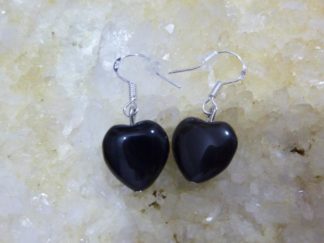 Boucles d'oreilles coeur d'Obsidienne oeil celeste