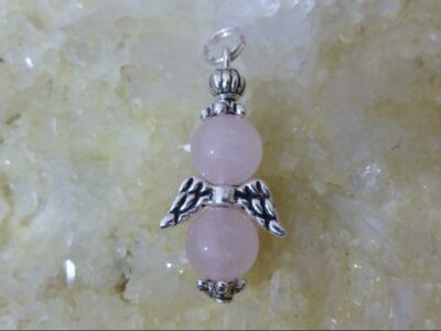 Pendentif Quartz rose - Perles rondes 8 mm