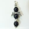PENDENTIF CROIX ANGE EN TOURMALINE NOIRE PERLES 8MM