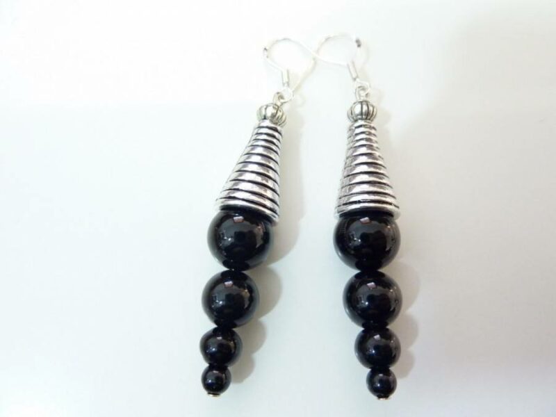 Boucles d'oreilles protection tourmaline noire