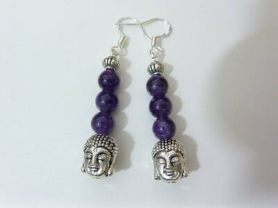 Boucles d'oreilles Bouddha Améthyste