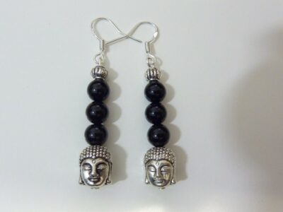 Boucles d'oreilles Tourmaline noir - Bouddha