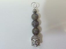 Pendentif protection Bouddha Labradorite perles 6mm longueur 3,6 cm