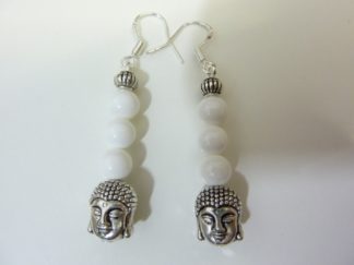 Boucles d'oreilles Jade Bouddha - Perles rondes 6 mm