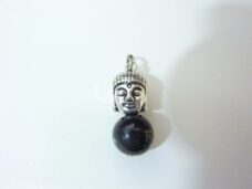 Pendentif protection Bouddha Obsidienne oeil celeste perles 10mm