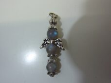 PENDENTIF ANGE CROIX LABRADORITE 6 MM & ARGENT DU TIBET