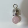 Pendentif douceur quietude Bouddha quartz rose perle 10 mm longueur 2,7 cm