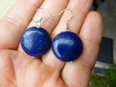 Boucles d'oreilles en lapis lazuli perles plates