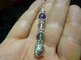 Pendentif Fluorite Bouddha - Perles rondes 8 mm