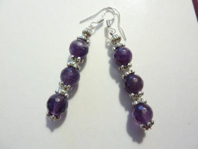 BOUCLES D'OREILLES AMETHYSTE 8 mm à facettes