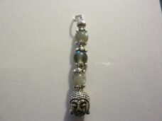 Pendentif protection Bouddha Labradorite perles 6mm longueur 4,6 cm