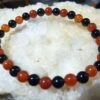 Bracelet tourmaline noire et cornaline perles rondes 6mm