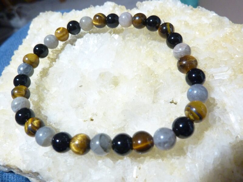 Bracelet Oeil de tigre-Labradorite-Tourmaline noire – Image 2