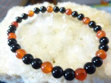 Bracelet cornaline tourmaline noire perles rondes 6mm