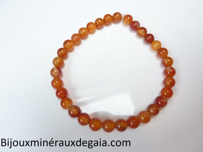 Bracelet cornaline perles rondes 6mm