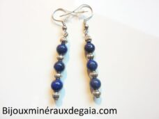 Boucles d'oreilles lapis lazuli-Perles rondes 6 mm