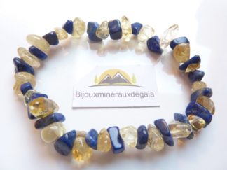 Bracelet citrine et lapis lazuli perles multiformes 6-10mm