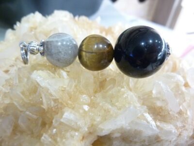 Pendentif oeil de tigre-labradorite-obsidienne oeil céleste