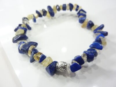 Bracelet citrine et lapis lazuli perles multiformes 6-10mm