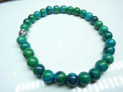 Bracelet azurite chrysocolle perles rondes 6mm
